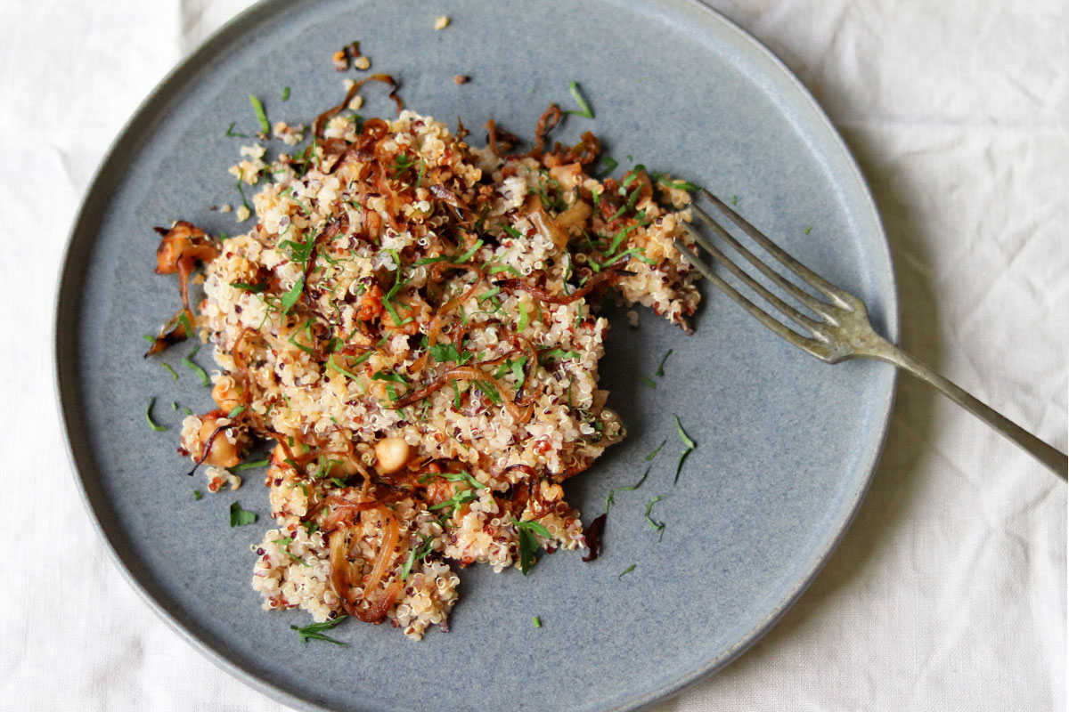 Biryani de quinua y garbanzos